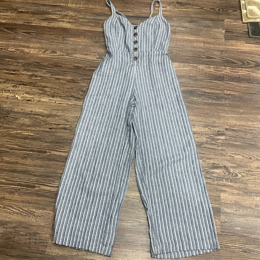 Japna Navy and White Striped Jumpsuit